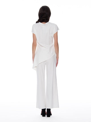 Asymmetric Cut Ruched-Side Top