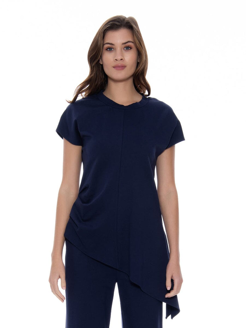 Asymmetric Cut Ruched-Side Top