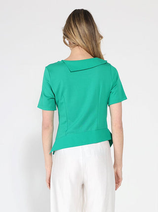 Asymmetrical neck ruched detail solid top - Glamourous Grace