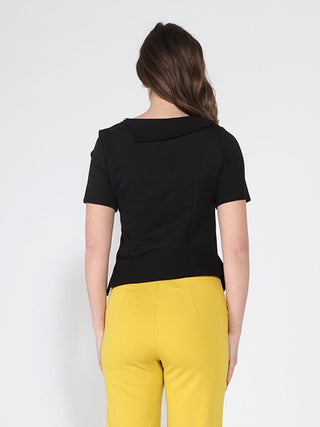 Asymmetrical neck ruched detail solid top - Glamourous Grace