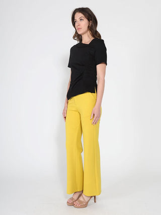 Asymmetrical neck ruched detail solid top - Glamourous Grace