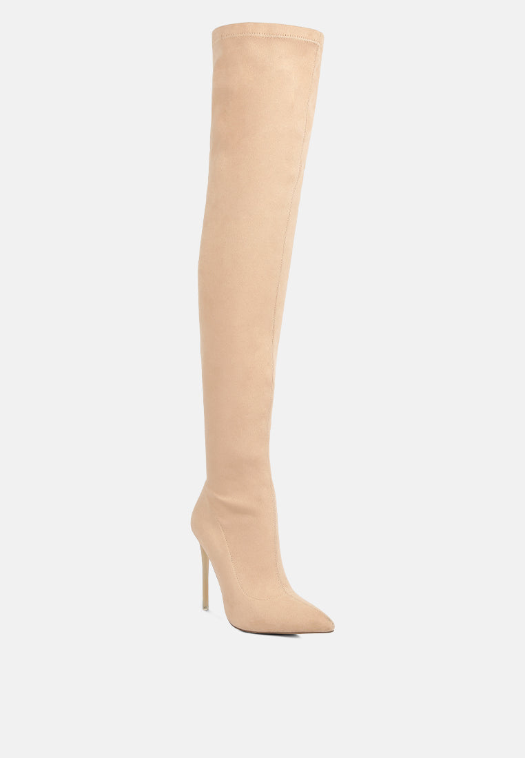 Atelier Stretch Faux Suede Stiletto Long Boots - Glamourous Grace