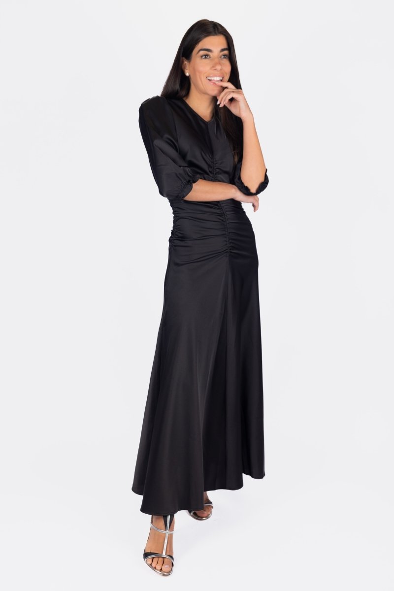 Audrey Dress Short Sleeve (Black Solid) - Glamourous Grace
