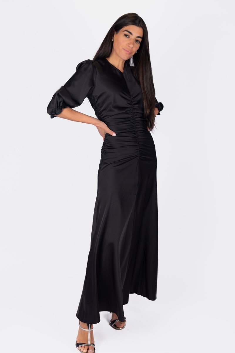 Audrey Dress Short Sleeve (Black Solid) - Glamourous Grace