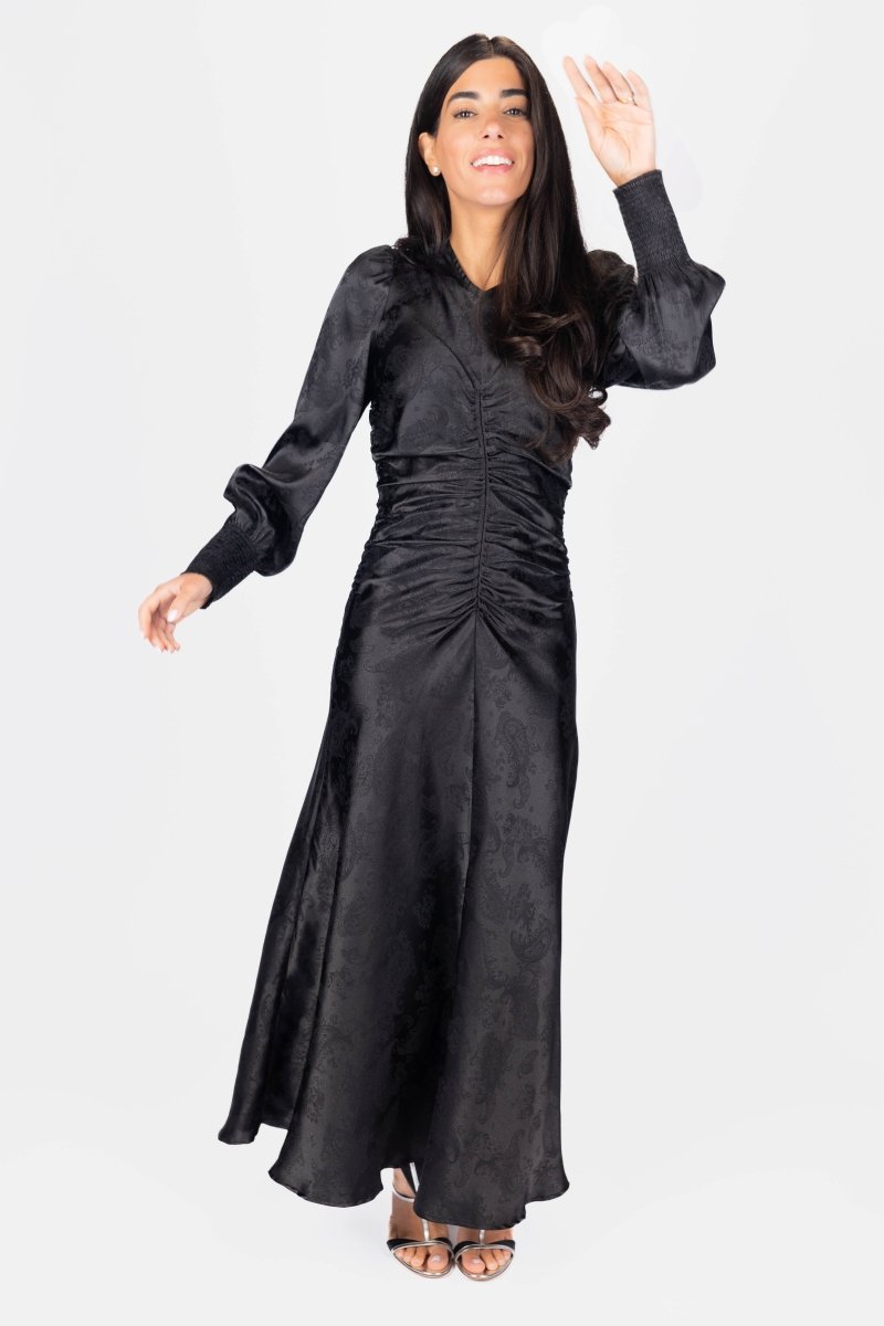 Audrey Dress Long Sleeve (Black) - Glamourous Grace
