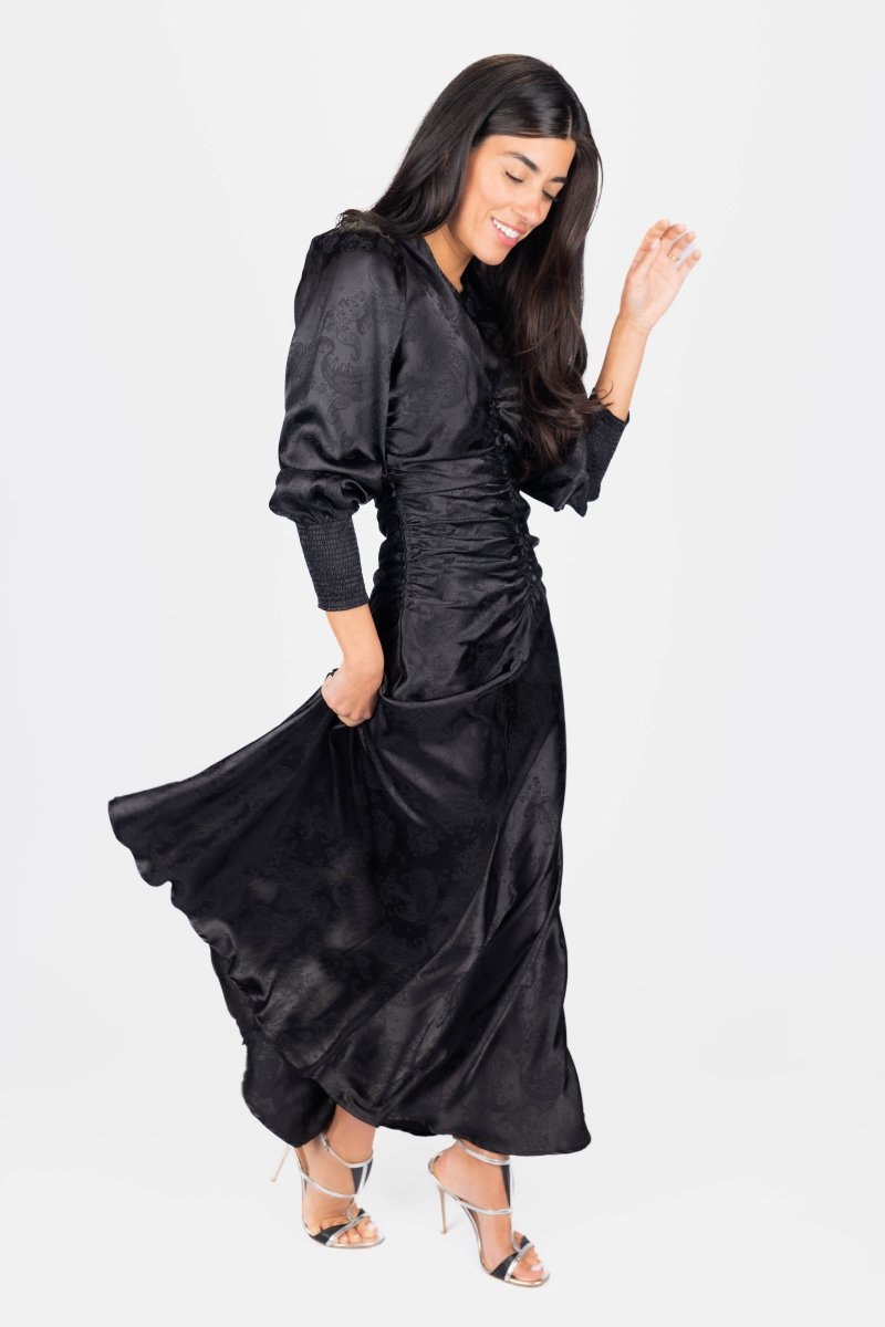 Audrey Dress Long Sleeve (Black) - Glamourous Grace