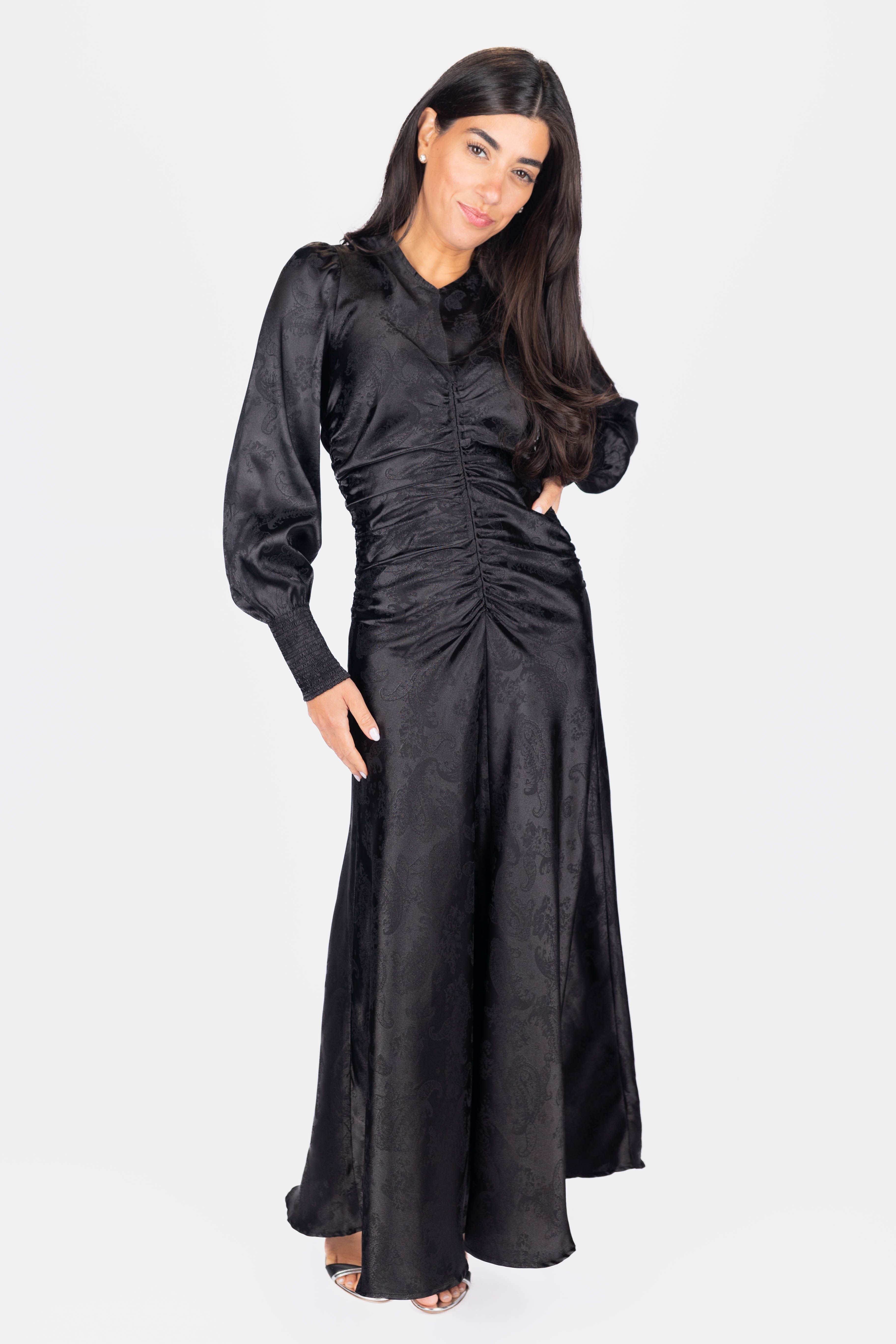 Audrey Dress Long Sleeve (Black) - Glamourous Grace