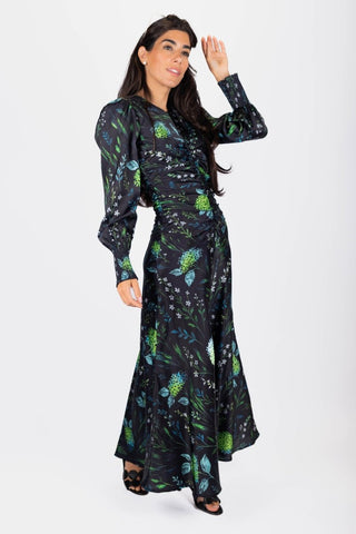 Audrey Dress Long Sleeve (Black / Green)