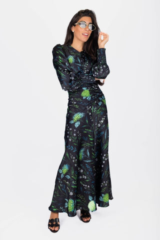 Audrey Dress Long Sleeve (Black / Green)