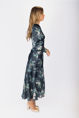 Audrey Dress Long Sleeve (Dark Green Ground)