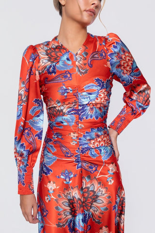Audrey Dress Long Sleeve (Red/Blue)