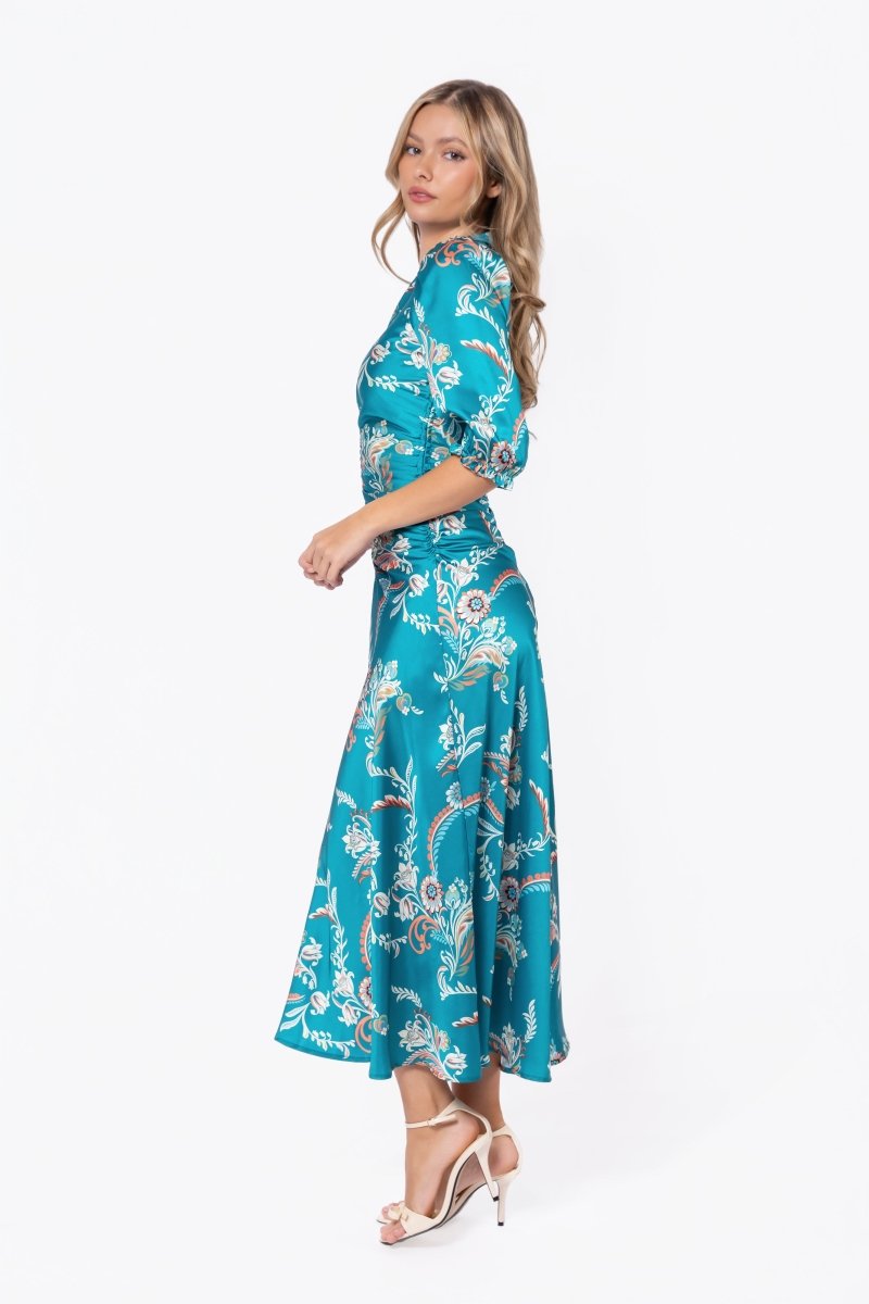 Audrey Dress Short Sleeve (Green Pattern) - Glamourous Grace