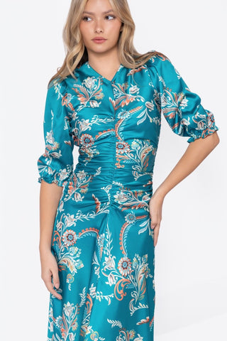 Audrey Dress Short Sleeve (Green Pattern)