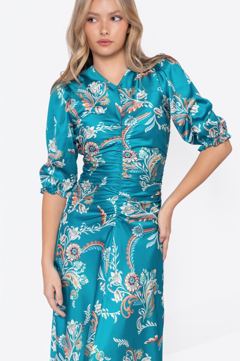 Audrey Dress Short Sleeve (Green Pattern) - Glamourous Grace