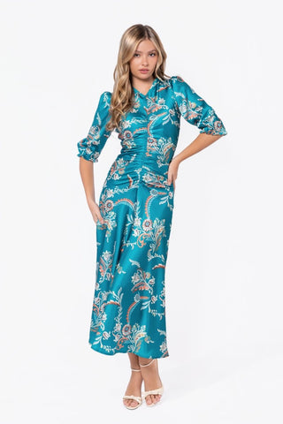 Audrey Dress Short Sleeve (Green Pattern)