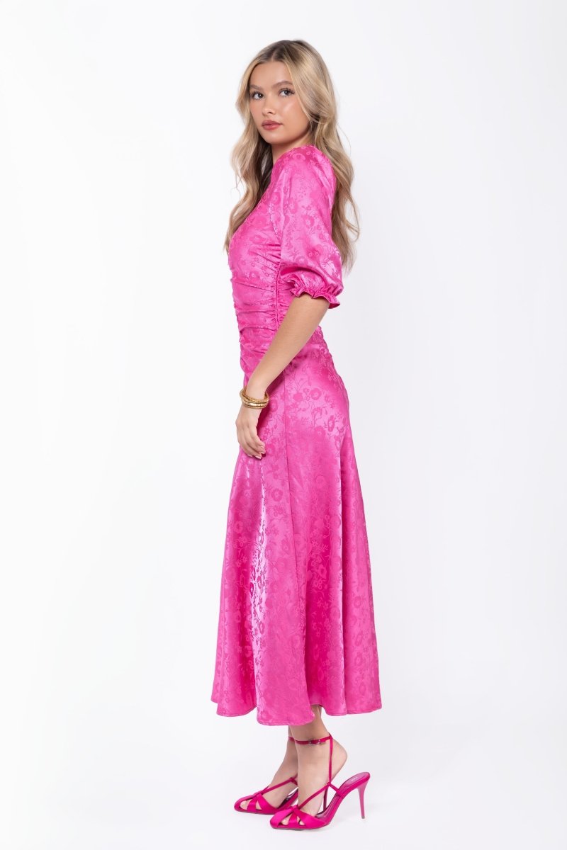 Audrey Dress Short Sleeve (Hot Pink) - Glamourous Grace