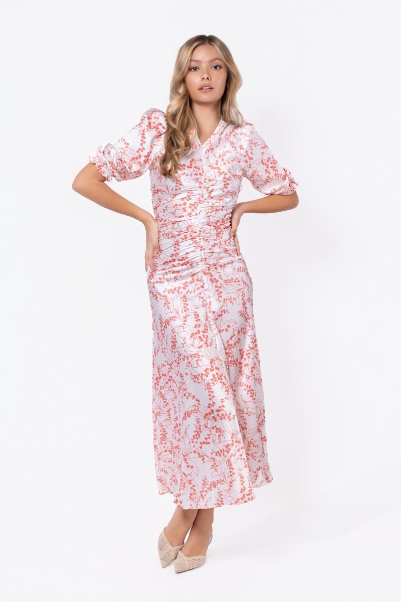 Audrey Dress Short Sleeve (Ivory Flower) - Glamourous Grace