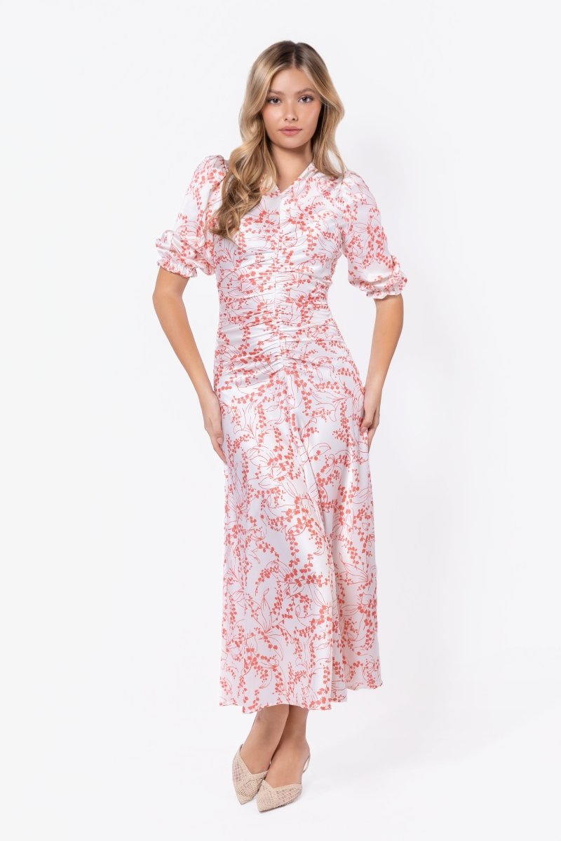 Audrey Dress Short Sleeve (Ivory Flower) - Glamourous Grace