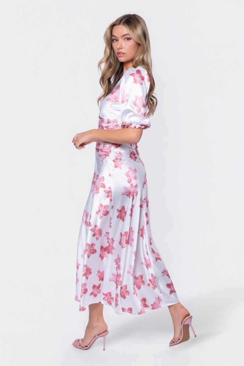 Audrey Dress Short Sleeve (Ivory Pink) - Glamourous Grace