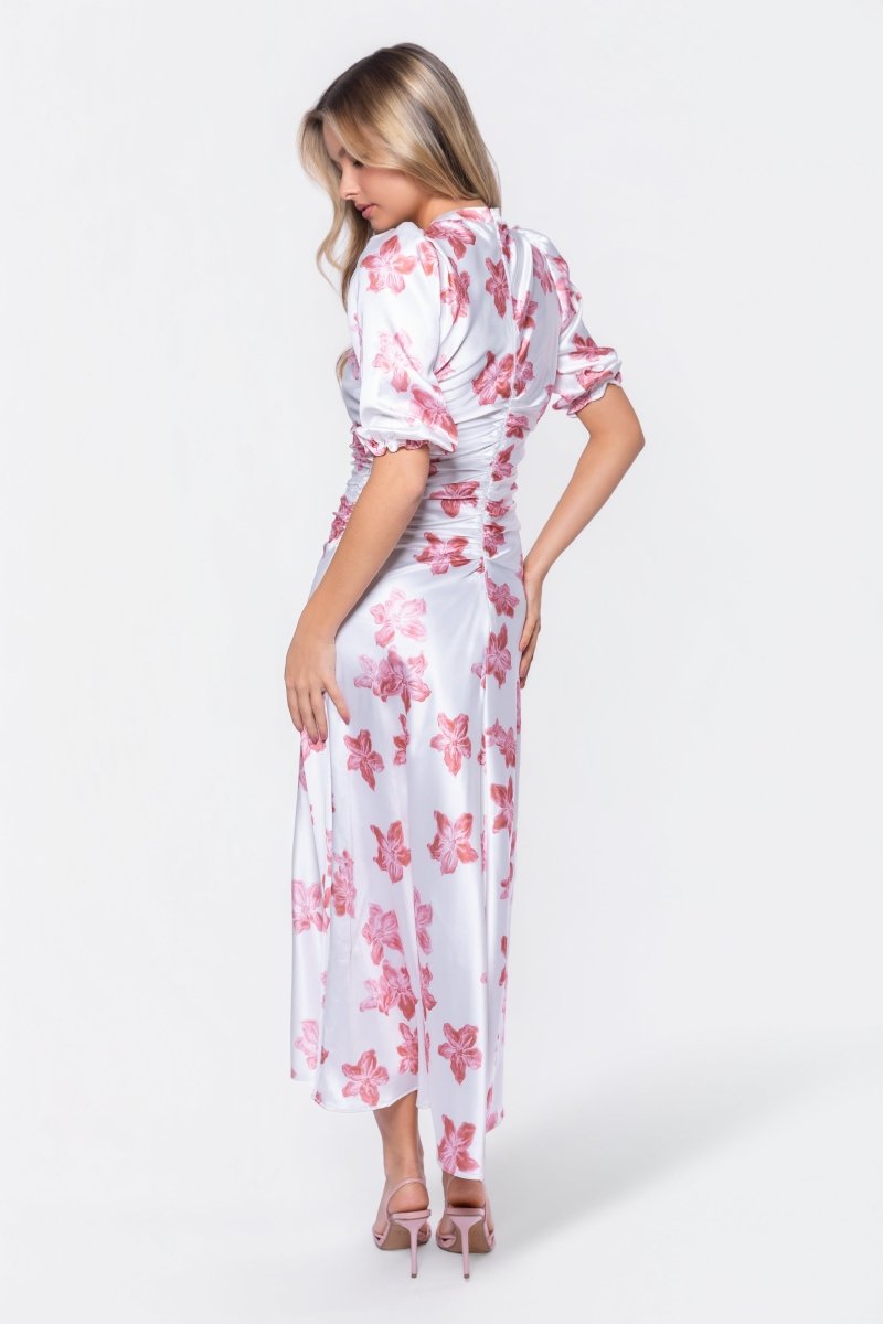 Audrey Dress Short Sleeve (Ivory Pink) - Glamourous Grace