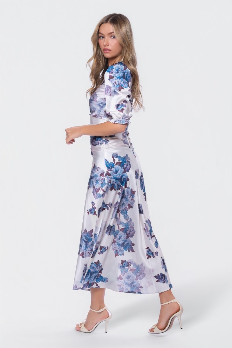 Audrey Dress Short Sleeve (Ivory Purple) - Glamourous Grace