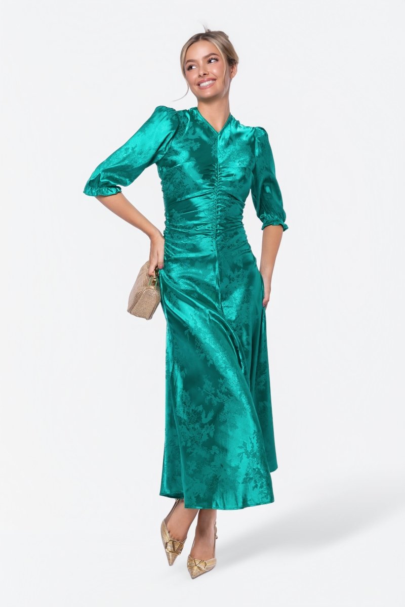 Audrey Dress Short Sleeve (Kelly Green) - Glamourous Grace