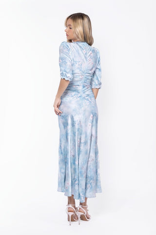 Audrey Dress Short Sleeve (Light Blue Flower)