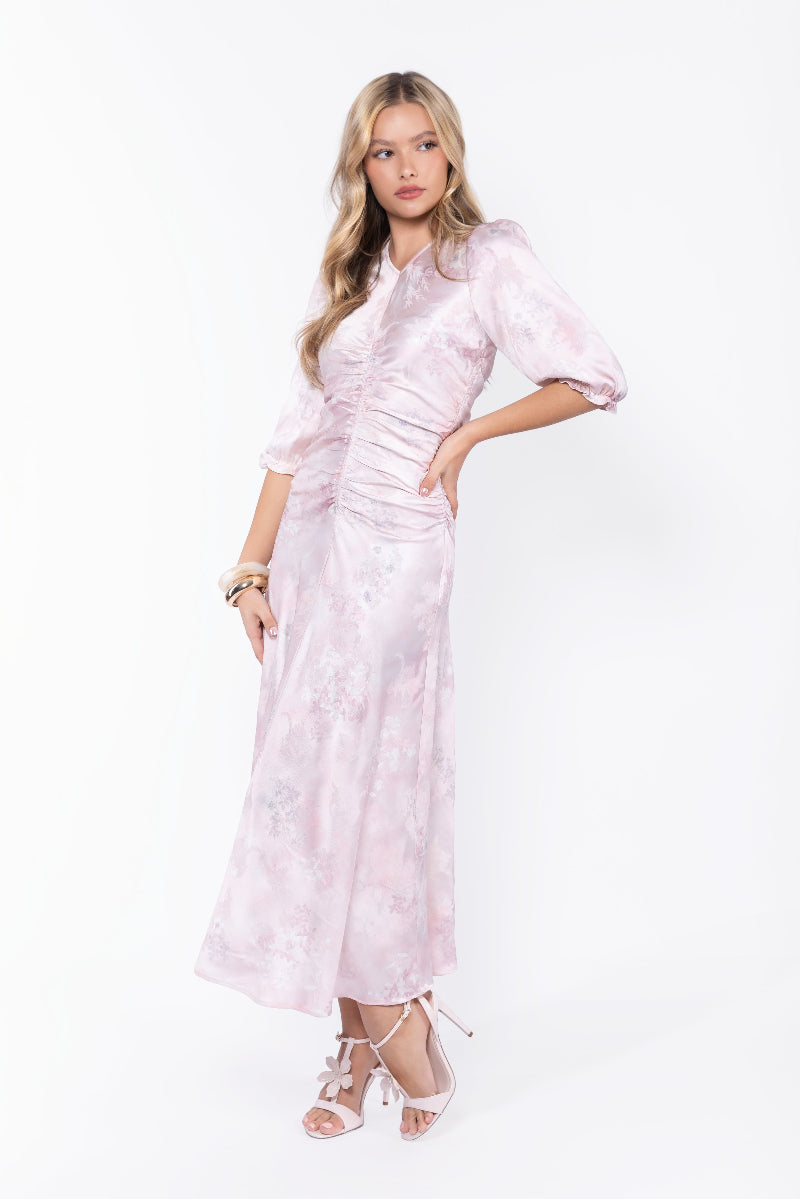 Audrey Dress Short Sleeve (Light Pink Flower) - Glamourous Grace