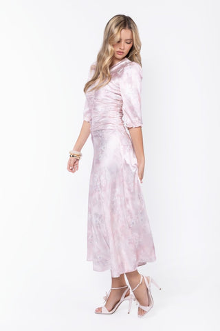 Audrey Dress Short Sleeve (Light Pink Flower)