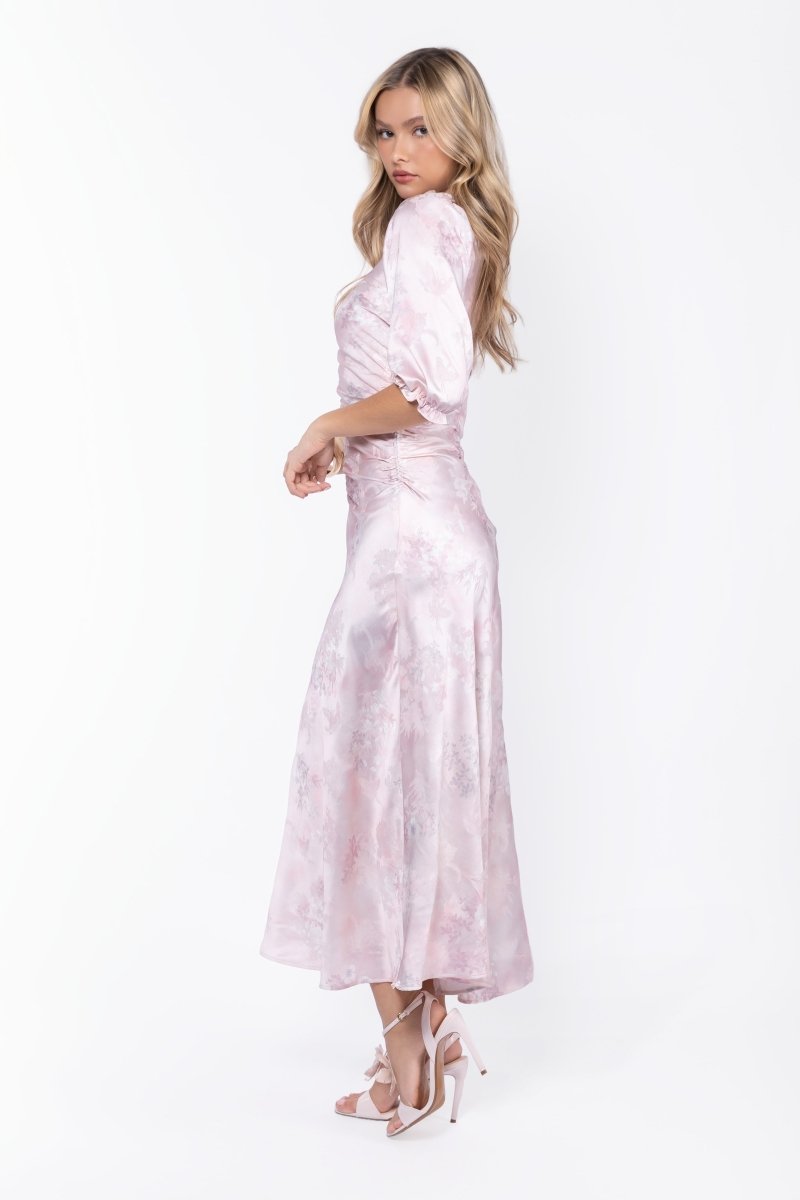 Audrey Dress Short Sleeve (Light Pink Flower) - Glamourous Grace