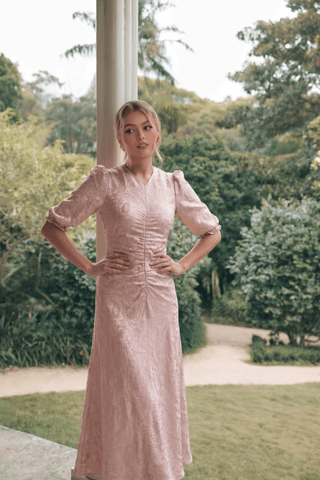 Audrey Dress Short Sleeve (Light Pink/Khaki)