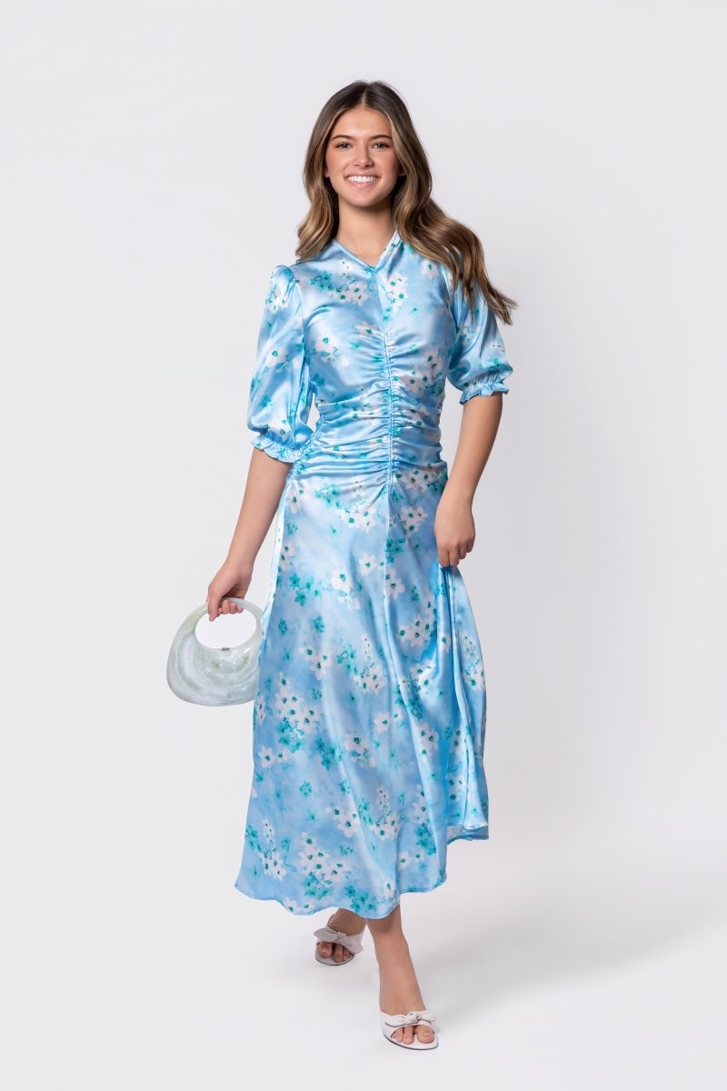 Audrey Dress Short Sleeve (Mint Flower) - Glamourous Grace