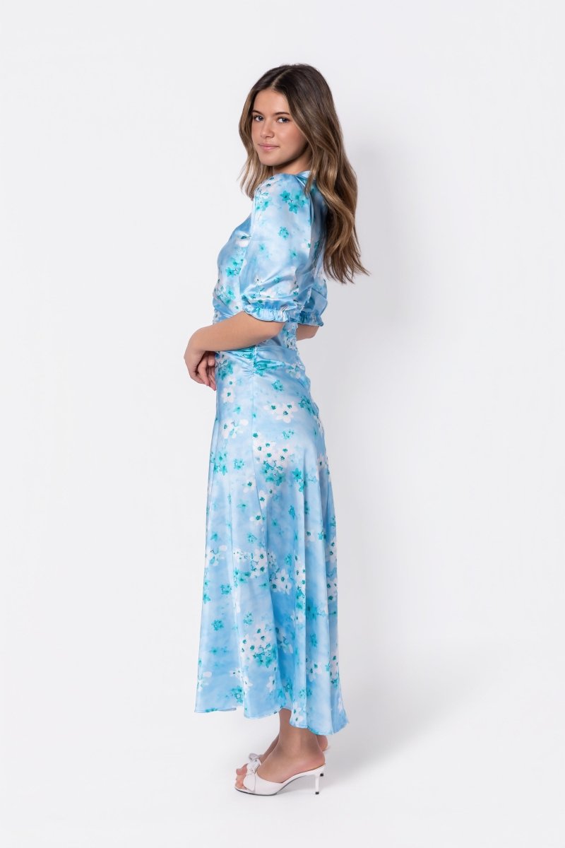 Audrey Dress Short Sleeve (Mint Flower) - Glamourous Grace