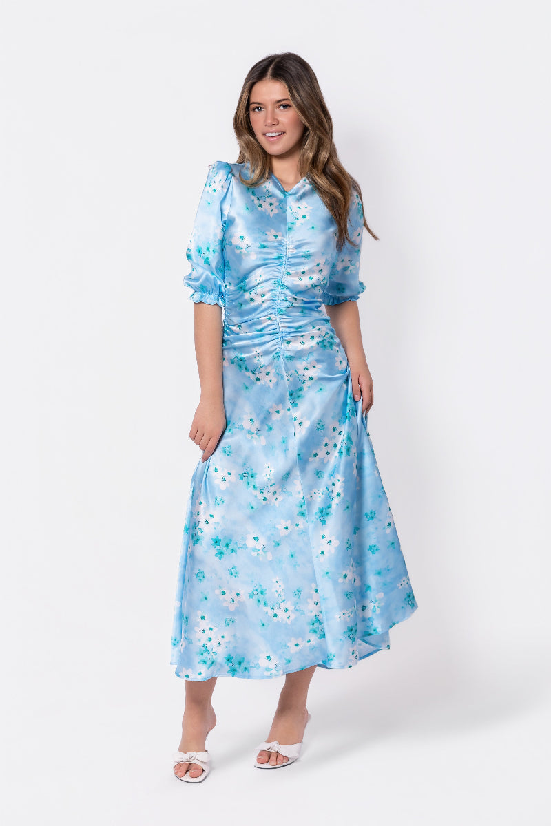 Audrey Dress Short Sleeve (Mint Flower) - Glamourous Grace