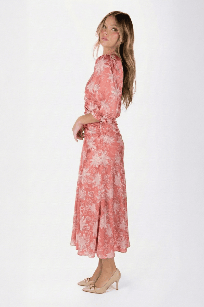 Audrey Dress Short Sleeve (Peach Flower) - Glamourous Grace