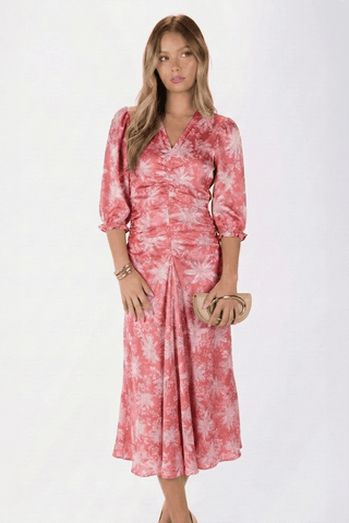 Audrey Dress Short Sleeve (Peach Flower)