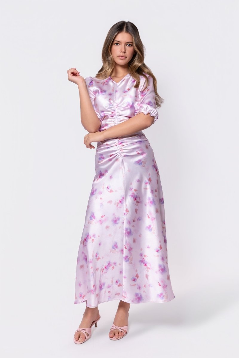 Audrey Dress Short Sleeve (Pink/Purple) - Glamourous Grace