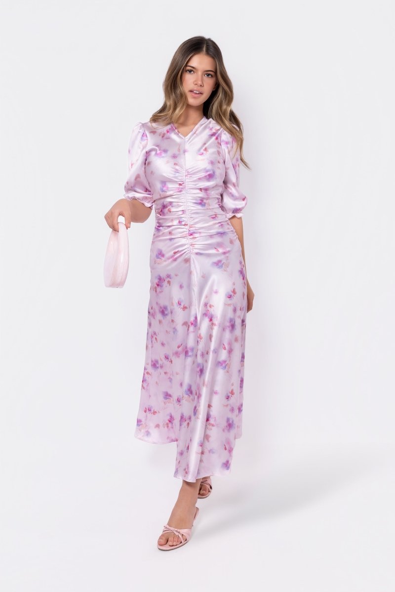 Audrey Dress Short Sleeve (Pink/Purple) - Glamourous Grace