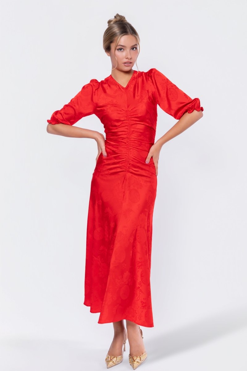 Audrey Dress Short Sleeve (Red Solid) - Glamourous Grace
