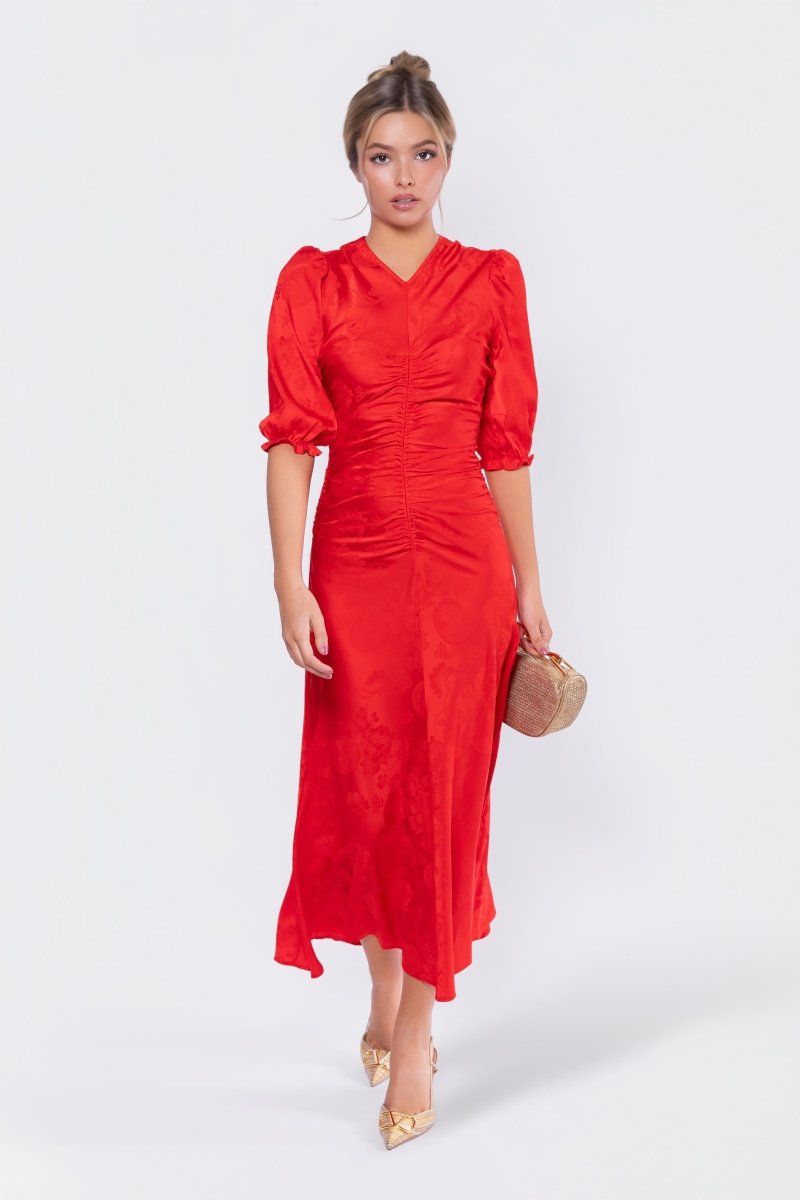 Audrey Dress Short Sleeve (Red Solid) - Glamourous Grace
