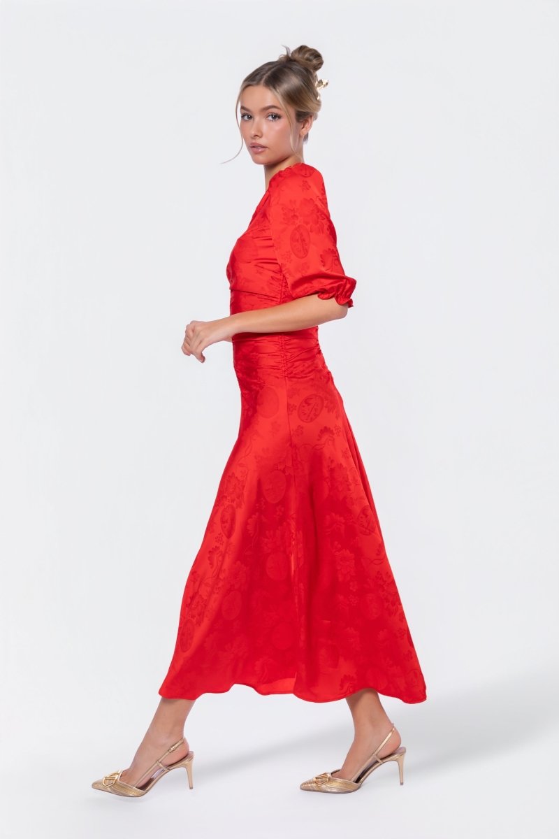 Audrey Dress Short Sleeve (Red Solid) - Glamourous Grace