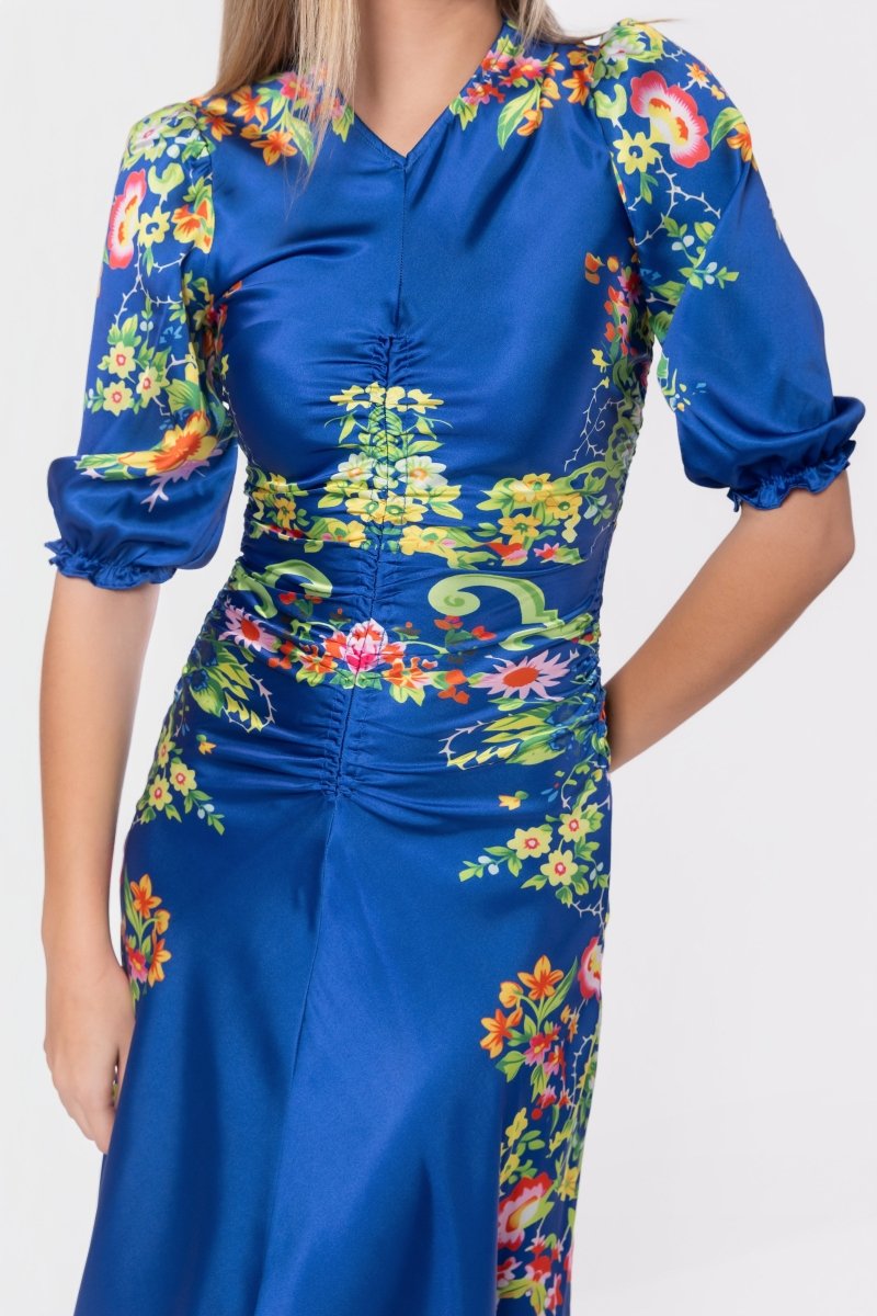 Audrey Dress Short Sleeve (Royal Blue Pattern) - Glamourous Grace