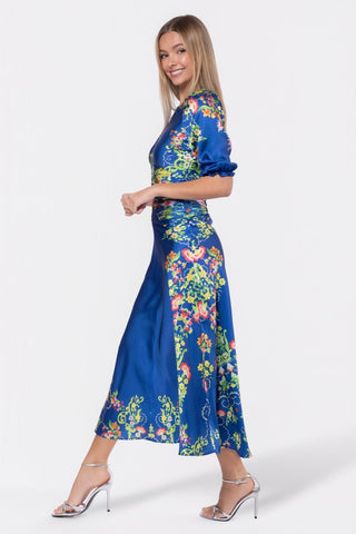 Audrey Dress Short Sleeve (Royal Blue Pattern)