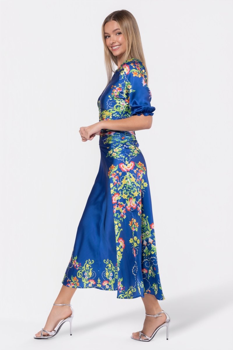 Audrey Dress Short Sleeve (Royal Blue Pattern) - Glamourous Grace