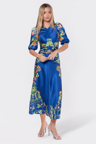 Audrey Dress Short Sleeve (Royal Blue Pattern)
