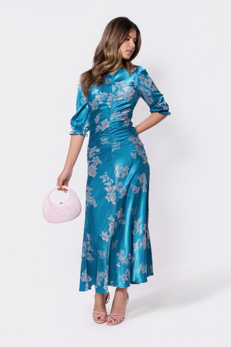 Audrey Dress Short Sleeve (Teal Green) - Glamourous Grace