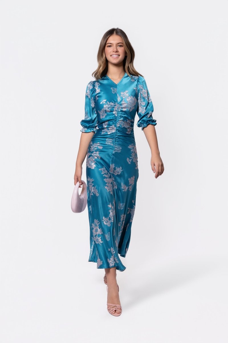 Audrey Dress Short Sleeve (Teal Green) - Glamourous Grace