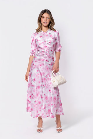 Audrey Dress Short Sleeve (White/Pink)