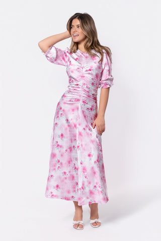 Audrey Dress Short Sleeve (White/Pink)