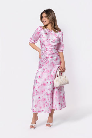 Audrey Dress Short Sleeve (White/Pink)